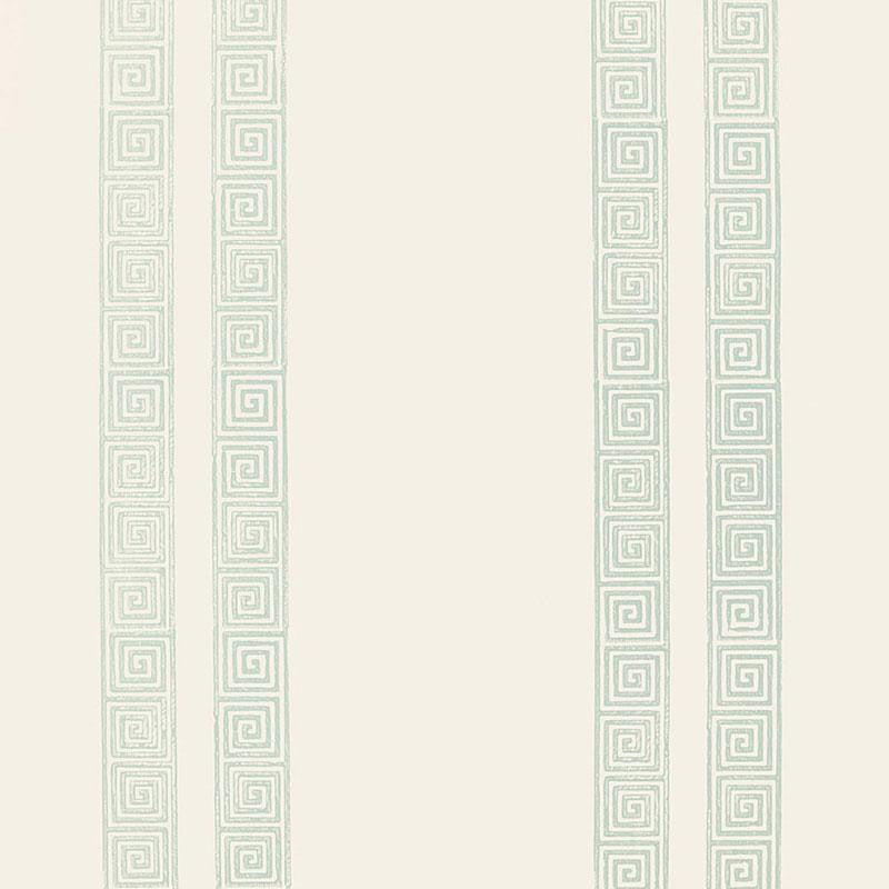 Greek Key Stripe Water Blue 5005362 by Schumacher Designer Wallpaper Jaipur - Swanky Fabrics -