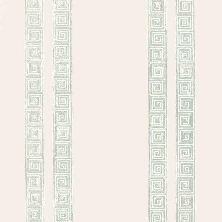 Greek Key Stripe Water Blue 5005362 by Schumacher Designer Wallpaper Jaipur - Swanky Fabrics -