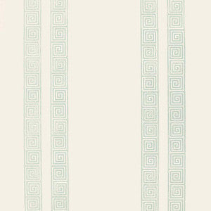 Greek Key Stripe Water Blue 5005362 by Schumacher Wallpaper
