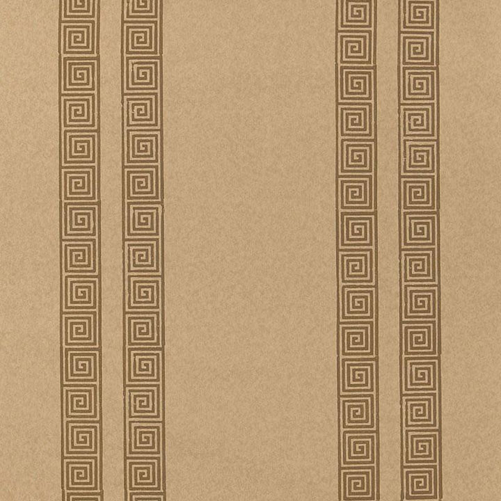 Greek Key Stripe Tabac 5005364 by Schumacher Wallpaper Jaipur - Fabric Carolina -