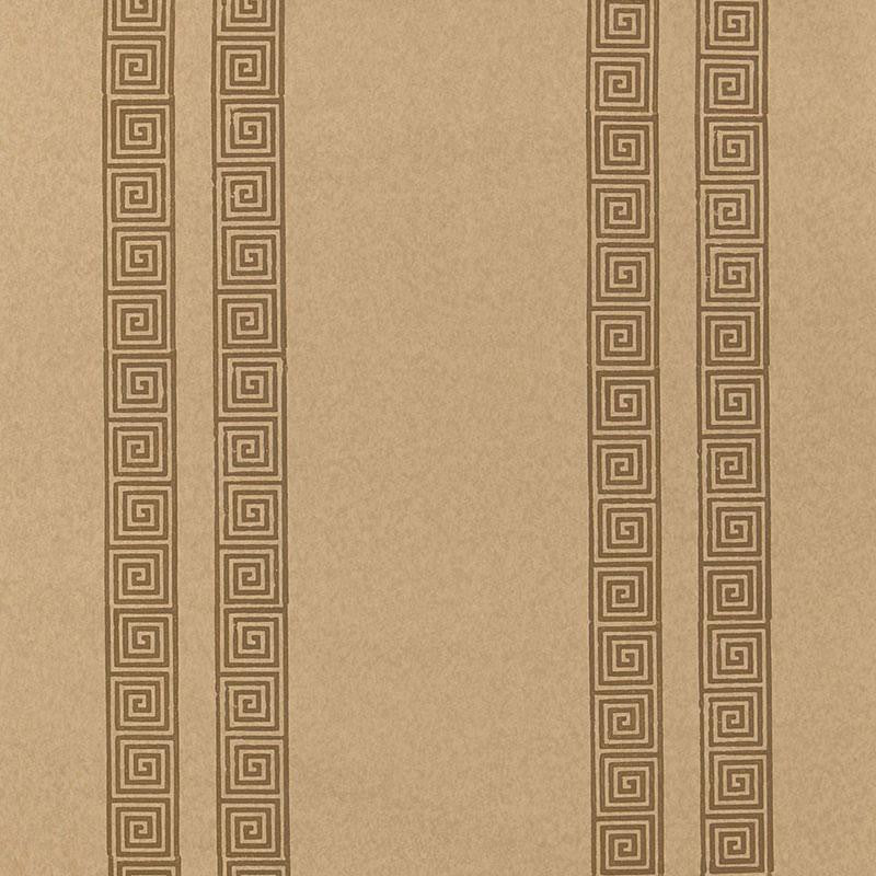 Greek Key Stripe Tabac 5005364 by Schumacher Designer Wallpaper Jaipur - Swanky Fabrics -