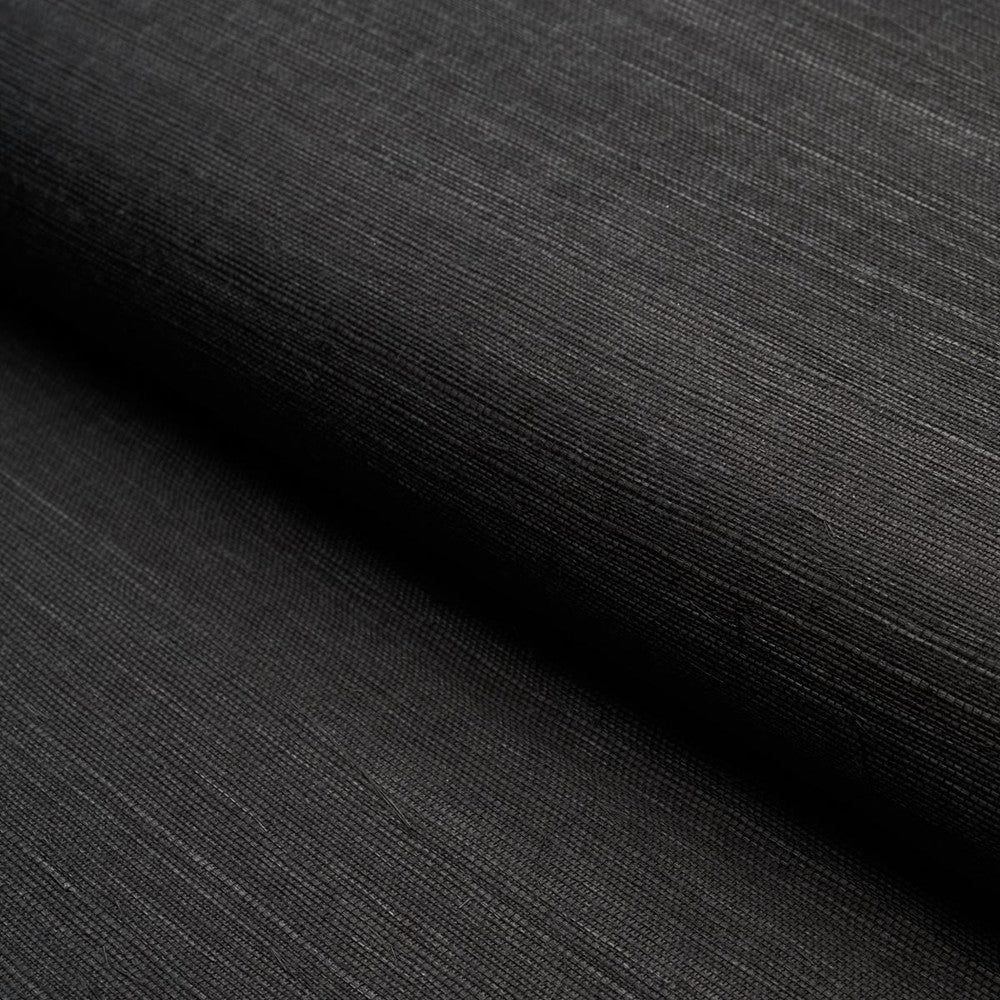 Haruki Sisal Jet 5004715 by Schumacher Designer Wallpaper Perfect Basics: Haruki Sisal - Swanky Fabrics -