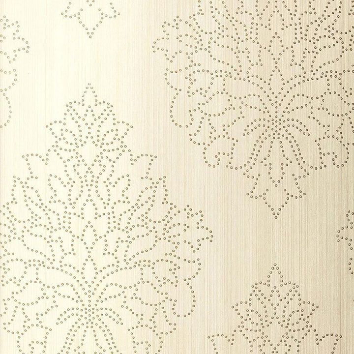 Beaded Damask Alabaster 5005660 by Schumacher Designer Wallpaper Modern Glamour 27.0" - Swanky Fabrics -