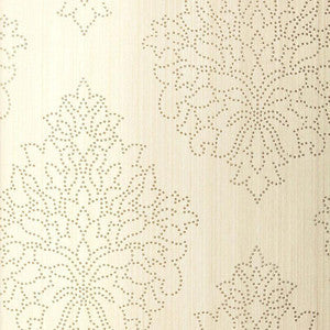 Beaded Damask Alabaster 5005660 by Schumacher Wallpaper