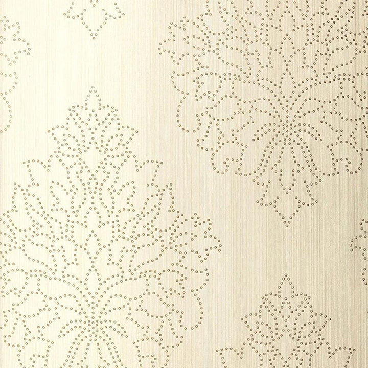 Beaded Damask Alabaster 5005660 by Schumacher Wallpaper Modern Glamour 27.0" - Fabric Carolina -