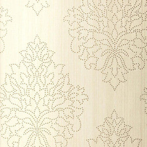 Beaded Damask Alabaster 5005660 by Schumacher Wallpaper