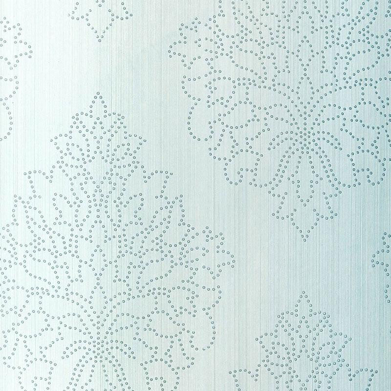Beaded Damask Sky 5005661 by Schumacher Wallpaper Modern Glamour 27.0" - Fabric Carolina -