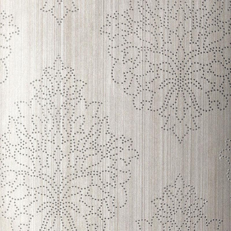 Beaded Damask Zinc 5005662 by Schumacher Wallpaper Modern Glamour 27.0" - Fabric Carolina -