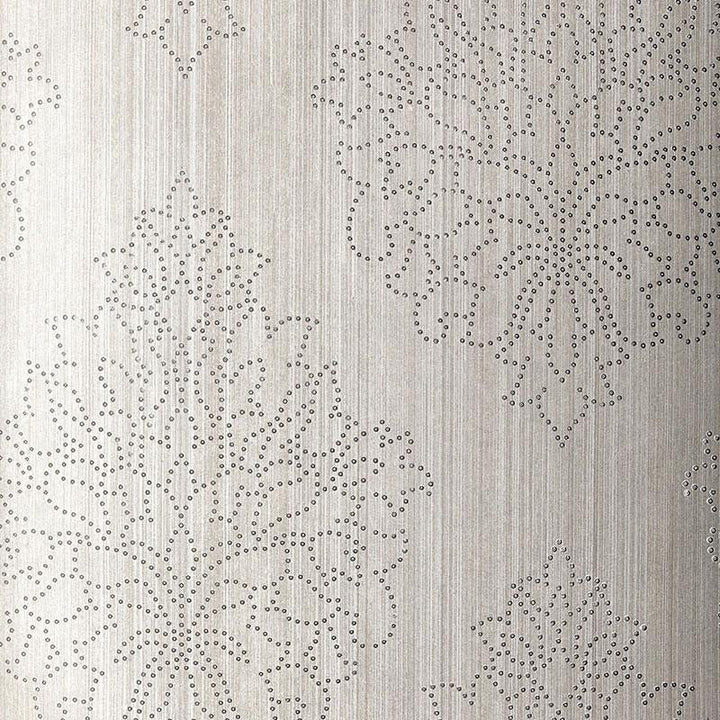 Beaded Damask Zinc 5005662 by Schumacher Wallpaper Modern Glamour 27.0" - Fabric Carolina -