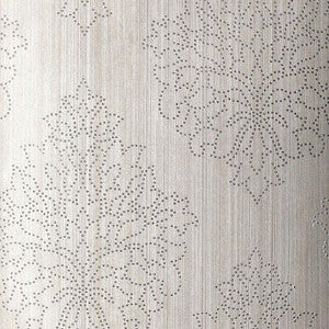 Beaded Damask Zinc 5005662 by Schumacher Wallpaper