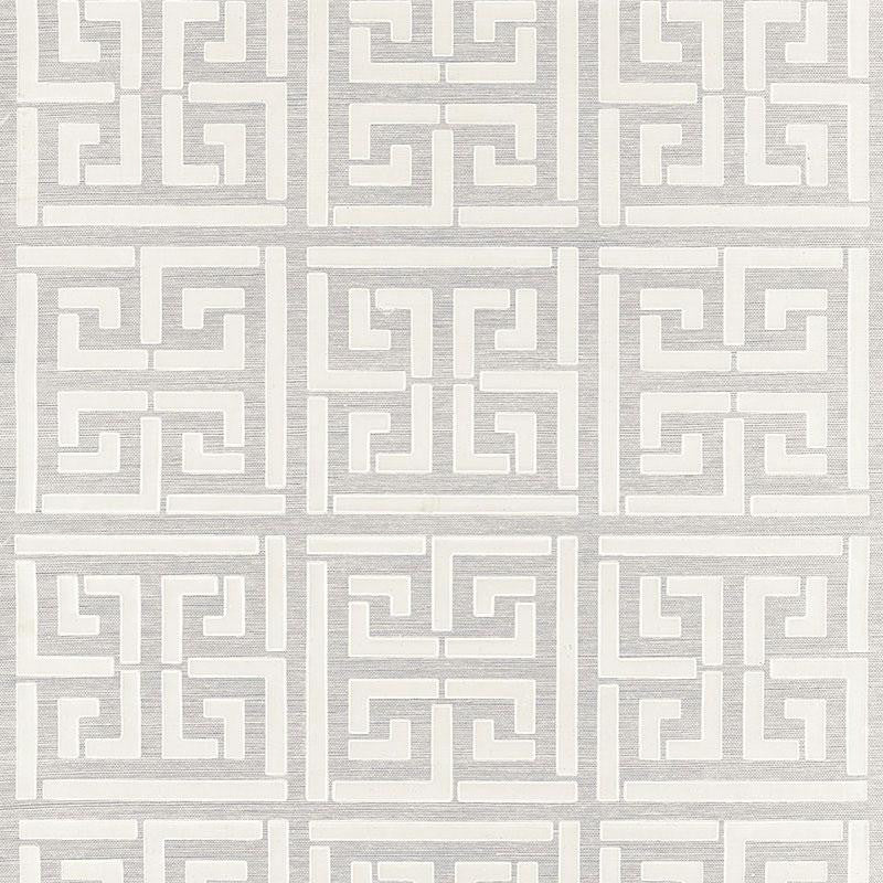 Greek Key Sisal Silver 5005690 by Schumacher Wallpaper Modern Glamour 34.0" - Fabric Carolina -