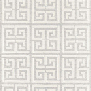 Greek Key Sisal Silver 5005690 by Schumacher Wallpaper