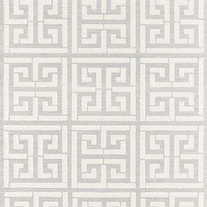 Greek Key Sisal Silver 5005690 by Schumacher Wallpaper