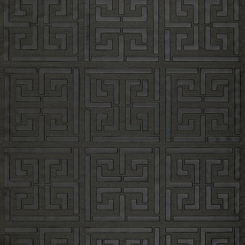 Greek Key Sisal Jet 5005692 by Schumacher Wallpaper Modern Glamour 34.0" - Fabric Carolina -