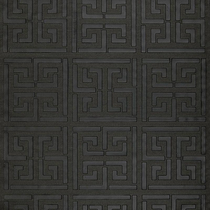 Greek Key Sisal Jet 5005692 by Schumacher Wallpaper Modern Glamour 34.0" - Fabric Carolina -