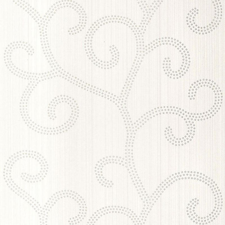 Raindrop Scroll Pearl 5005701 by Schumacher Wallpaper Modern Glamour 27.0" - Fabric Carolina -