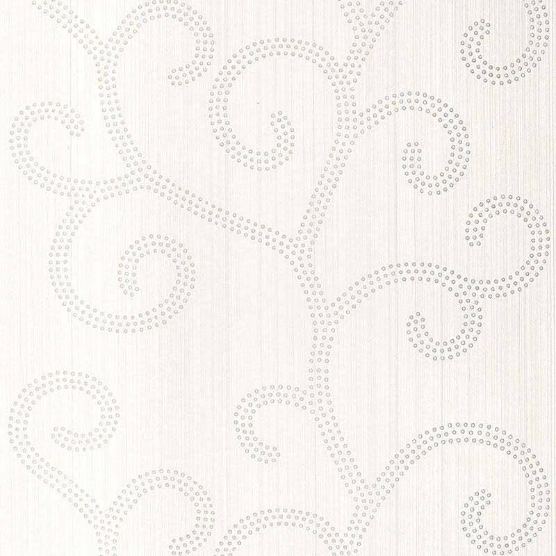 Raindrop Scroll Pearl 5005701 by Schumacher Designer Wallpaper Modern Glamour 27.0" - Swanky Fabrics -