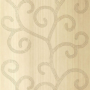 Raindrop Scroll White Gold 5005702 by Schumacher Wallpaper