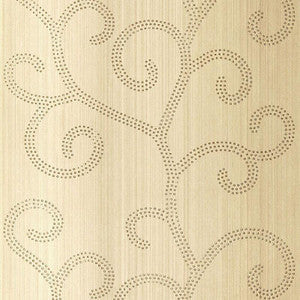Raindrop Scroll White Gold 5005702 by Schumacher Wallpaper