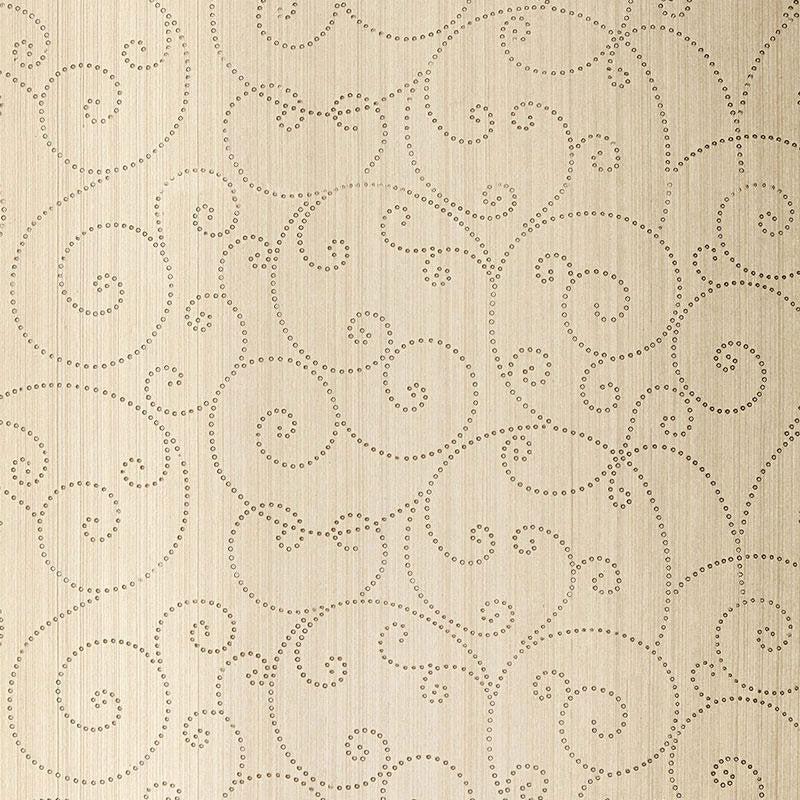 Beaded Scroll Aged Silver 5005720 by Schumacher Wallpaper Modern Glamour 27.0" - Fabric Carolina -