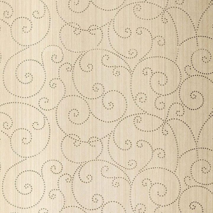 Beaded Scroll Aged Silver 5005720 by Schumacher Designer Wallpaper Modern Glamour 27.0" - Swanky Fabrics -