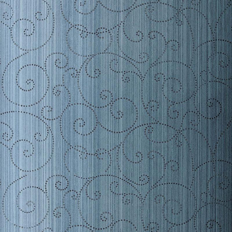 Beaded Scroll Peacock 5005722 by Schumacher Wallpaper Modern Glamour 27.0" - Fabric Carolina -
