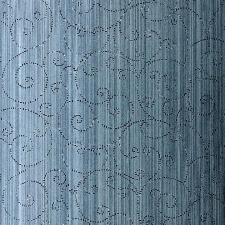 Beaded Scroll Peacock 5005722 by Schumacher Wallpaper Modern Glamour 27.0" - Fabric Carolina -