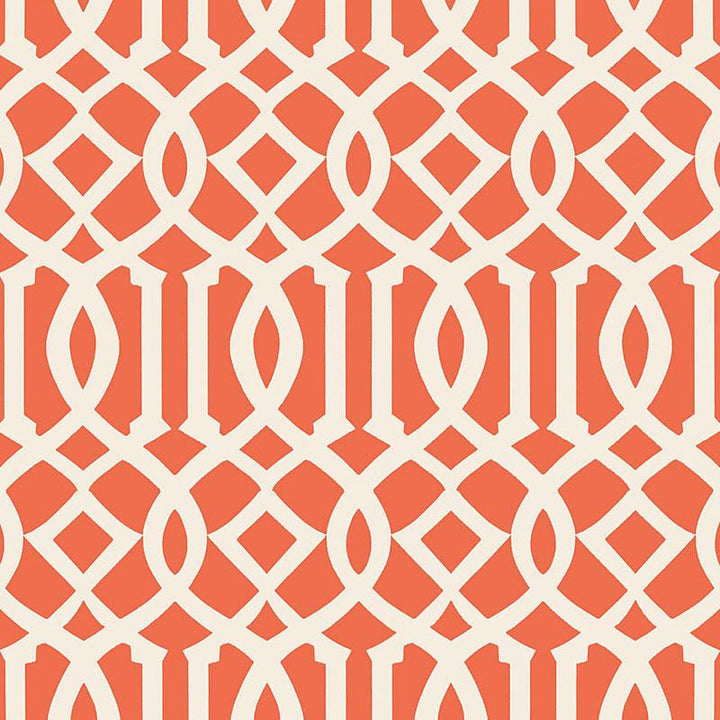 Imperial Trellis Ii Ivory / Mandarin 5005800 by Schumacher Wallpaper Print Happy 6.75" - Fabric Carolina -