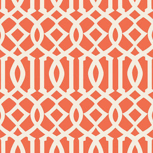Imperial Trellis Ii Ivory / Mandarin 5005800 by Schumacher Wallpaper