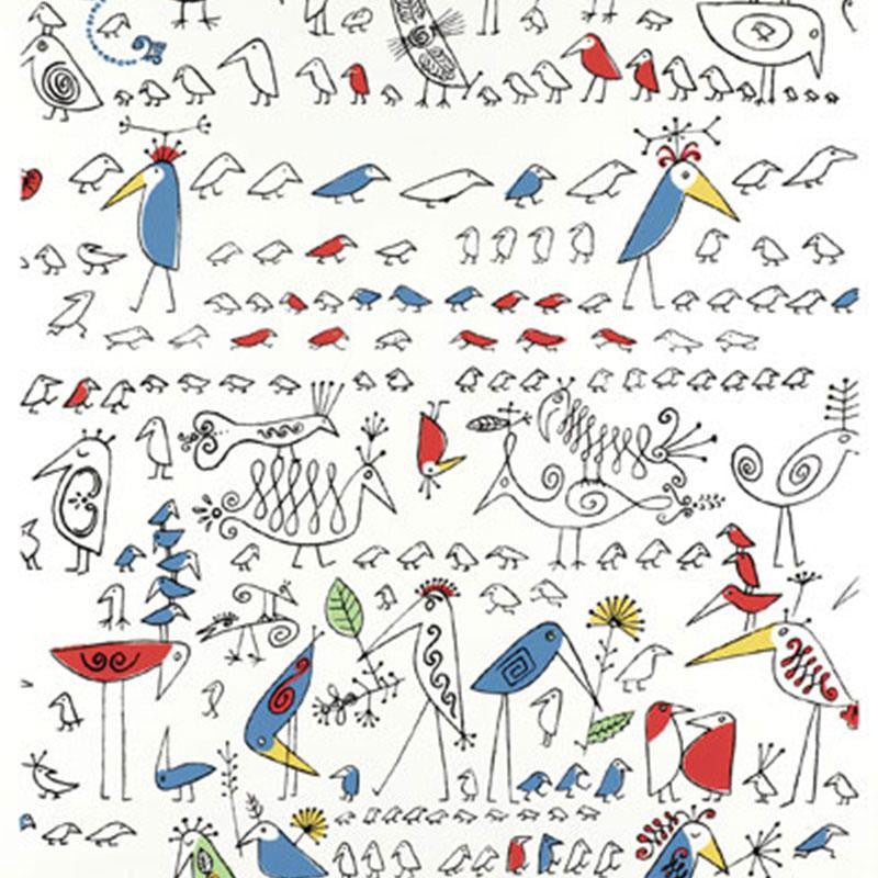 Aviary Multi On White 174771 by Schumacher Fabric Exuberant Prints 27.0" - Fabric Carolina -