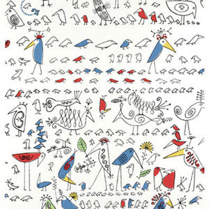 Aviary Multi On White 174771 by Schumacher Fabric