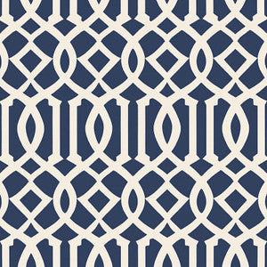Imperial Trellis Ii Ivory / Navy 5005801 by Schumacher Wallpaper