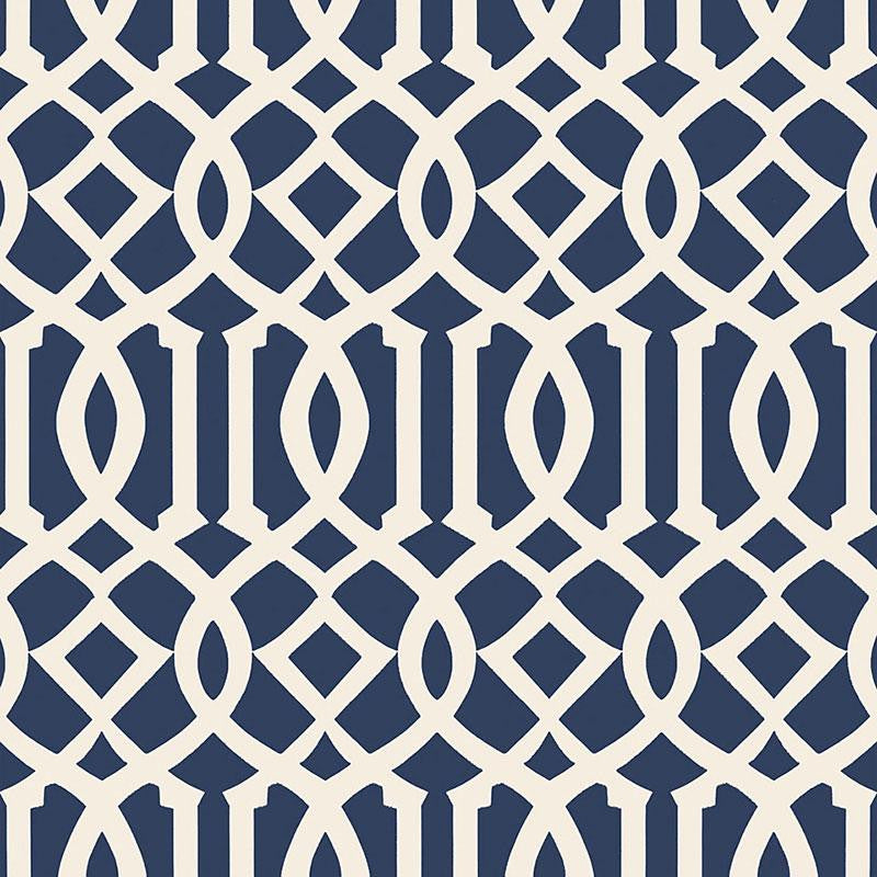 Imperial Trellis Ii Ivory / Navy 5005801 by Schumacher Wallpaper Print Happy 6.75" - Fabric Carolina -