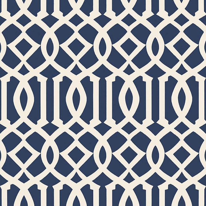 Imperial Trellis Ii Ivory / Navy 5005801 by Schumacher Wallpaper Print Happy 6.75" - Fabric Carolina -
