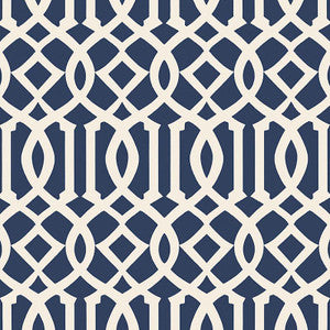 Imperial Trellis Ii Ivory / Navy 5005801 by Schumacher Wallpaper