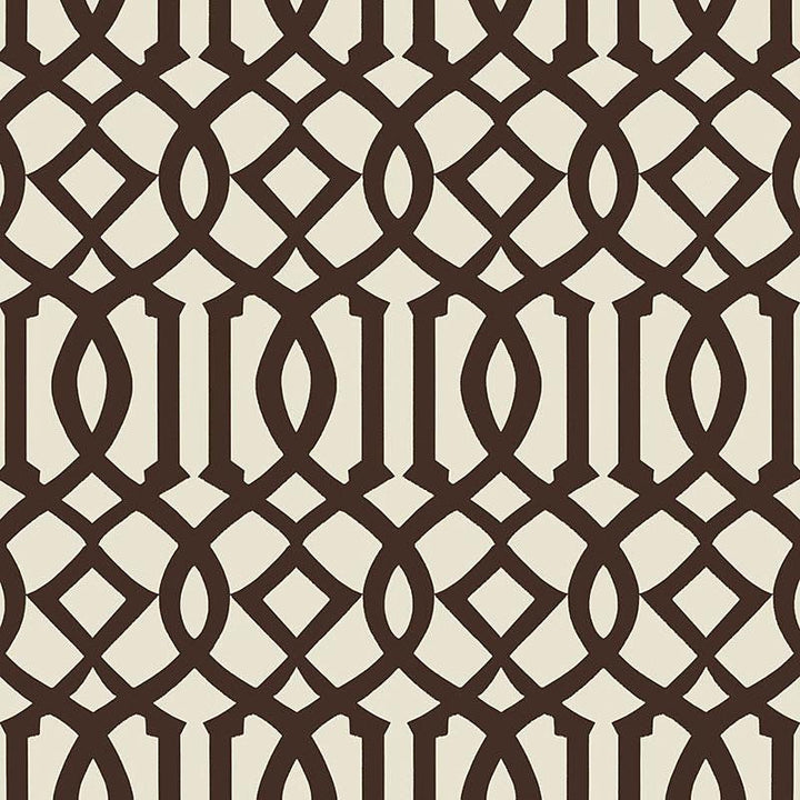 Imperial Trellis Ii Java / Cream 5005803 by Schumacher Designer Wallpaper Print Happy 6.75" - Swanky Fabrics -