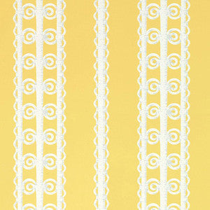 Wicker Stripe Lemon Blossom 5007722 by Schumacher Wallpaper
