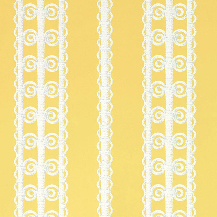 Wicker Stripe Lemon Blossom 5007722 by Schumacher Wallpaper Celerie Kemble 13.5" - Fabric Carolina -