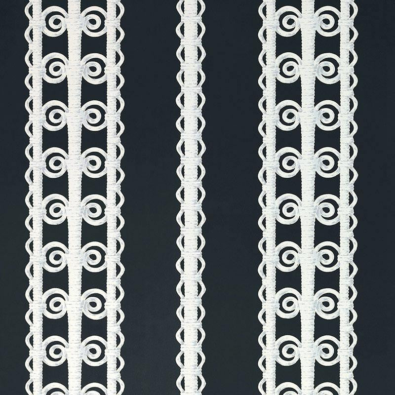 Wicker Stripe Licorice 5007724 by Schumacher Wallpaper Celerie Kemble 13.5" - Fabric Carolina -