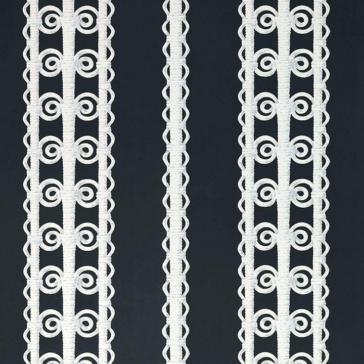 Wicker Stripe Licorice 5007724 by Schumacher Wallpaper Celerie Kemble 13.5" - Fabric Carolina -