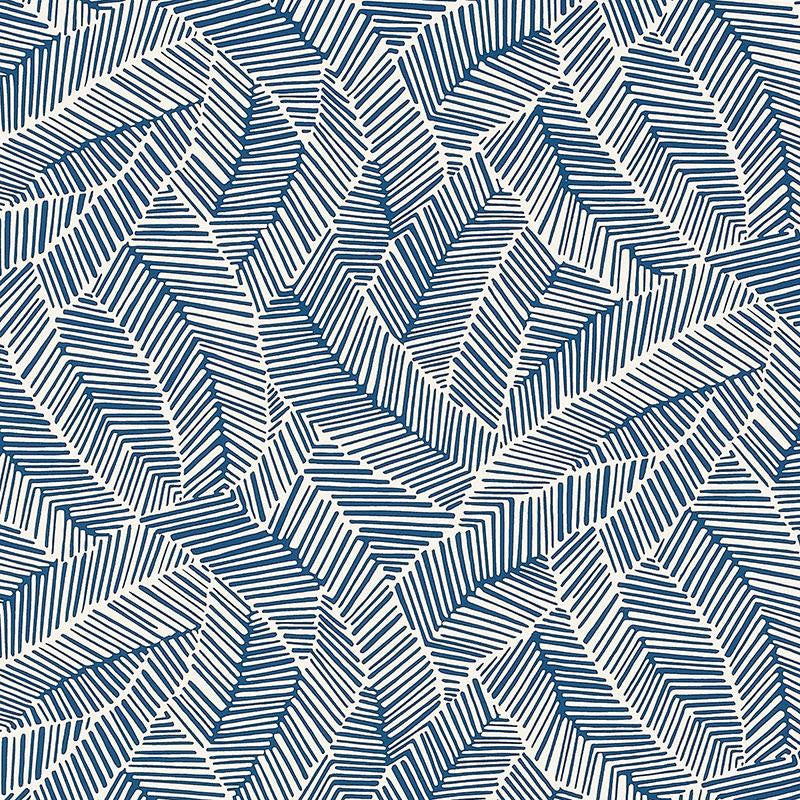 Abstract Leaf Navy 5007533 by Schumacher Wallpaper Drawn From Nature 27.0" - Fabric Carolina -