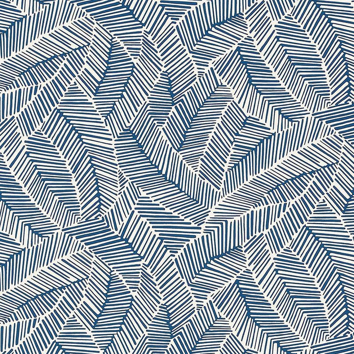 Abstract Leaf Navy 5007533 by Schumacher Wallpaper Drawn From Nature 27.0" - Fabric Carolina -