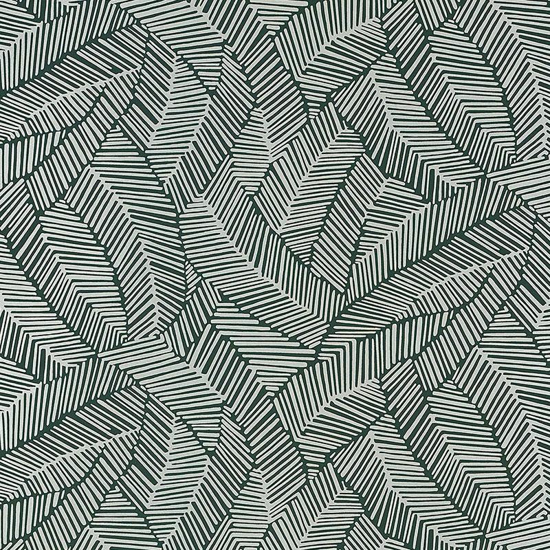 Abstract Leaf Metallic Slate 5007534 by Schumacher Wallpaper Drawn From Nature 27.0" - Fabric Carolina -