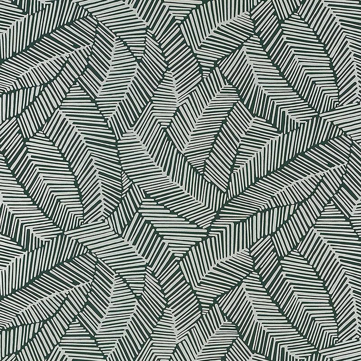 Abstract Leaf Metallic Slate 5007534 by Schumacher Wallpaper Drawn From Nature 27.0" - Fabric Carolina -
