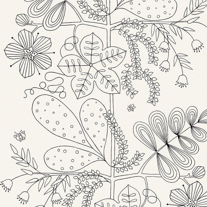 Blommen Noir / Blanc 5007490 by Schumacher Wallpaper Drawn From Nature 27.0" - Fabric Carolina -