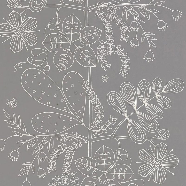 Blommen Smoke 5007491 by Schumacher Wallpaper Drawn From Nature 27.0" - Fabric Carolina -