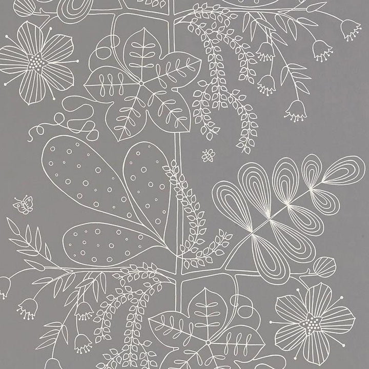 Blommen Smoke 5007491 by Schumacher Designer Wallpaper Drawn From Nature 27.0" - Swanky Fabrics -