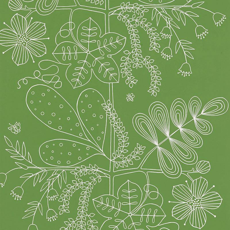 Blommen Leaf 5007492 by Schumacher Wallpaper Drawn From Nature 27.0" - Fabric Carolina -