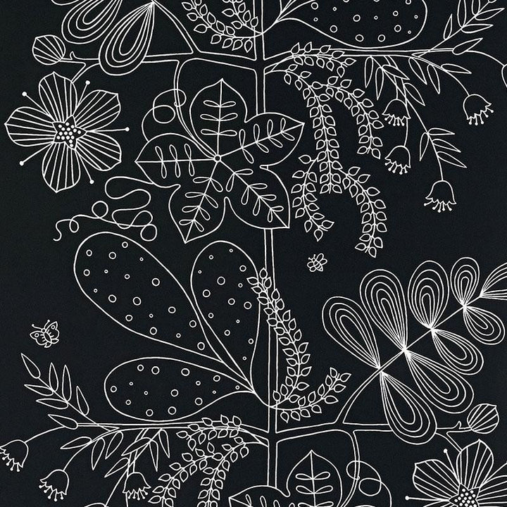 Blommen Ebony 5007494 by Schumacher Wallpaper Drawn From Nature 27.0" - Fabric Carolina -