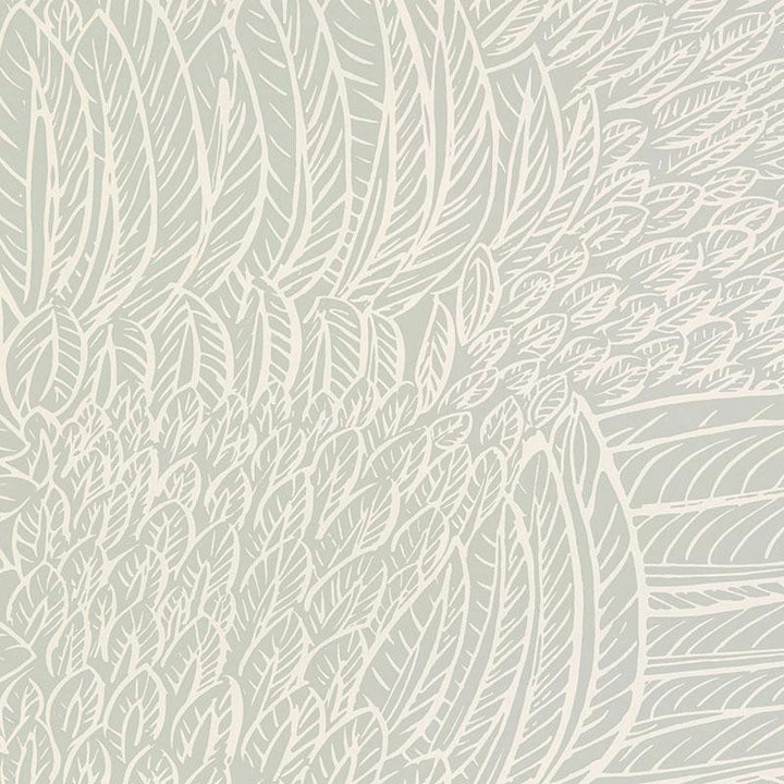 Featherfest Smoke 5007560 by Schumacher Wallpaper Drawn From Nature 27.0" - Fabric Carolina -